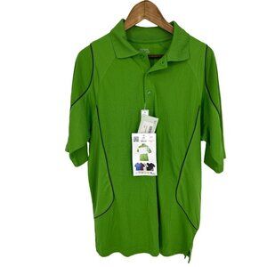 Extreme Performance Men's Green Polyester Activewear Short Sleeve Polo Sz L